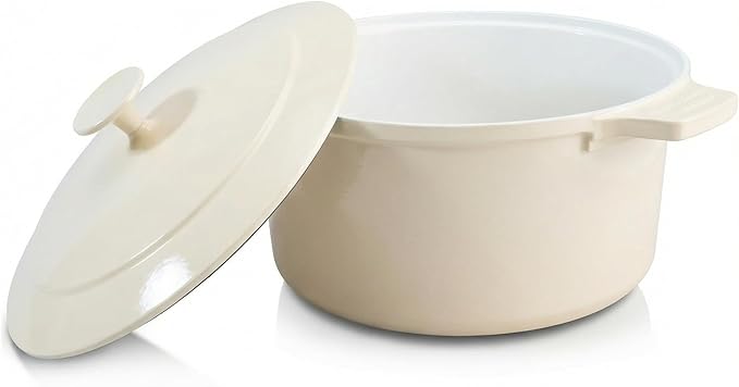 Gotham Steel 5 Qt Dutch Oven Pot with Lid, Nonstick Ceramic Dutch Oven Stock Pot, 10 in 1 Cooking Pot & Dutch Oven for Bread Baking, Lightweight Oven & Dishwasher Safe – Cream by GothamSteel