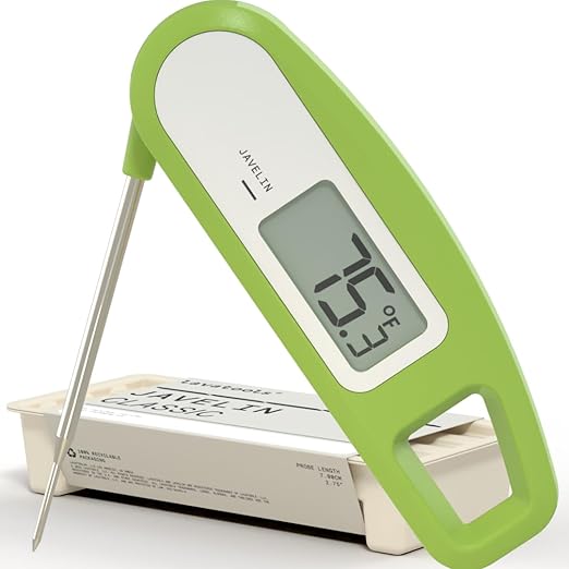 Lavatools Javelin® Ultra-Fast 3-Second Digital Instant Read Meat Thermometer for Grill and Cooking, 2.75" Probe, Compact Foldable Design, Large Display, IP65 Water Resistant, NSF Certified – Wasabi by Lavatools