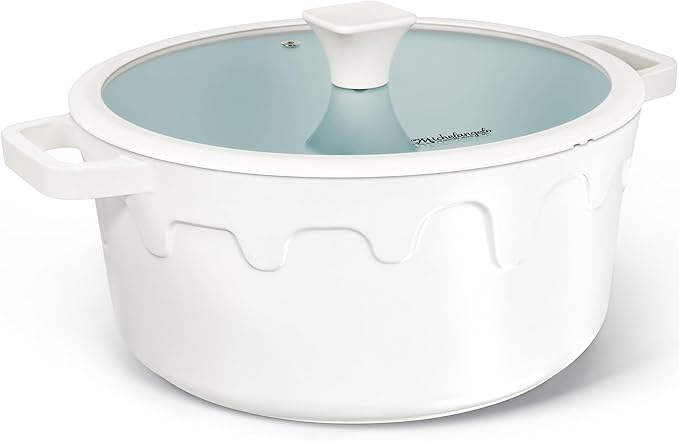 MICHELANGELO 8-Quart Soup Pot with Lid - Nonstick Large Ceramic Stock Pot for Induction Cooktop, 8qt Non Stick Cooking Pots with Silicone Handle Covers & Pot-Holder, Cream by Michelangelo