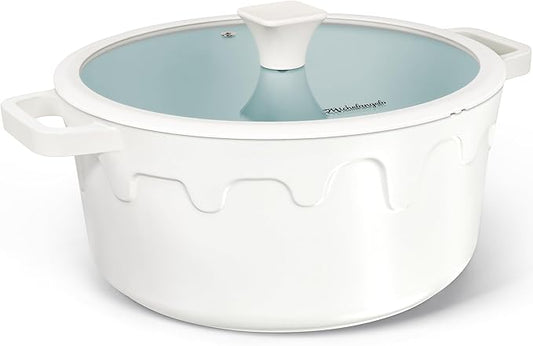 MICHELANGELO 8-Quart Soup Pot with Lid - Nonstick Large Ceramic Stock Pot for Induction Cooktop, 8qt Non Stick Cooking Pots with Silicone Handle Covers & Pot-Holder, Cream by Michelangelo