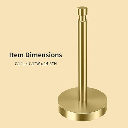 YUMORE Paper Towel Holder Countertop, Paper Towel Holder with Weighted Base Non Slip, Standing Paper Towel Roll Holder for Kitchen Bathroom, Stainles Steel (Gold) - Image 8