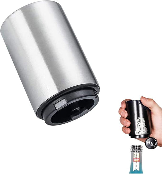 Father's Day Gift for Dad, YUDANSI Push Down Bottle Opener, Automatic Beer Openers, Stainless Steel Bottle Cap Mover, Funny Kitchen Gadgets, Beer Bar Accessories Gifts for Him BF, Magnetic Corkscrew