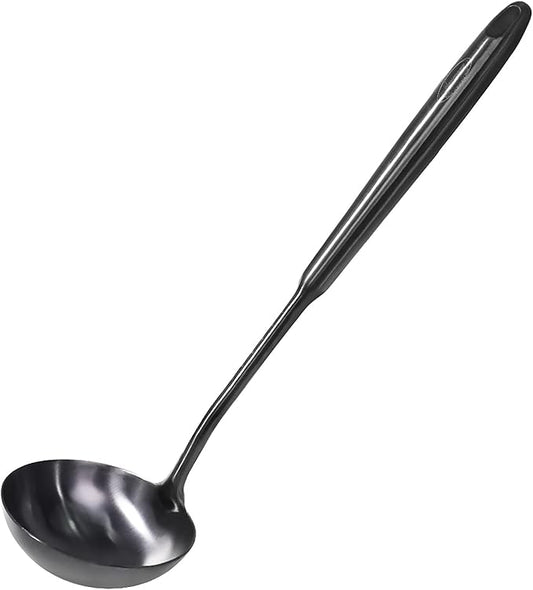 Newness Soup Ladle, [Rustproof, Heat Resistance, Integral Forming] Durable 304 Stainless Steel Soup Spoon with Vacuum Ergonomic Round Handle, Cooking Spoon for Kitchen, 13.7 Inches, Black by NewnessFocusOnStainlessSteel