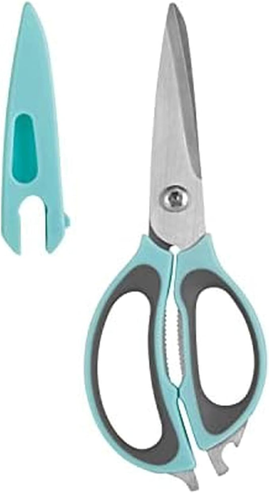Farberware 4-in-1 Kitchen Shears, 2-Piece, Aqua and Gray