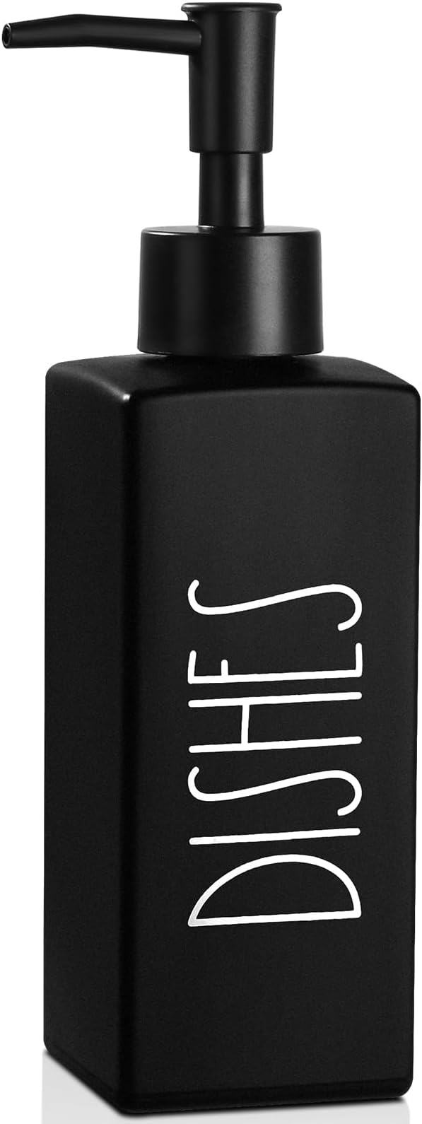 Dish Soap Dispenser, Matte Black Soap Dispenser for Kitchen, Glass Dishes Dispenser with Pump, Farmhouse Liquid Soap Bottle Dispenser, Refillable Soap Bottle for Kitchen Decor, 12.3fl oz by RACOBOT