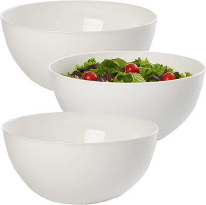 US Acrylic Vista White Plastic Salad and Serving 10-inch Bowls | set of 3 | Reusable, BPA-free, Made in the USA | 135 oz. capacity by USAcrylic
