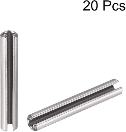 uxcell Slotted Spring Pin - M3 x 12mm 304 Stainless Steel Split Spring Roll Dowel Pins Plain Finish 20Pcs