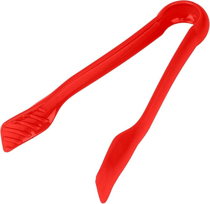 DecorRack 3 Pcs 6” x 8” x 10” Multi Colored Plastic Tong Set, 3 Pack Durable BPA-Free Quality Heavy Duty Perfect for BBQ, Grilling, Salad, Buffets and Kitchen (Pink, Red)