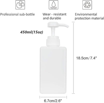 Pump Bottle, Refillable Plastic Empty Lotion Soap Dispenser Liquid Container for Bathroom Shampoo and Body Wash, 15oz/450ml White 2 Pack
