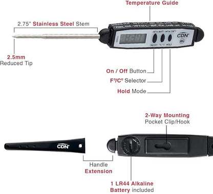 CDN Waterproof Digital Cooking Thermometer Instant Read 2.75" Stainless Shatterproof Ideal for Meat, Poultry, BBQ NSF Certified DT450X - Image 5