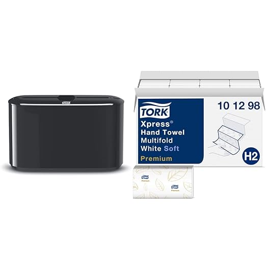 Tork Xpress Paper Towel Dispenser and Tork Extra Soft Multifold Hand Towel White with Blue Leaf Print by Tork