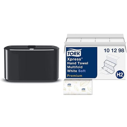 Tork Xpress Paper Towel Dispenser and Tork Extra Soft Multifold Hand Towel White with Blue Leaf Print by Tork