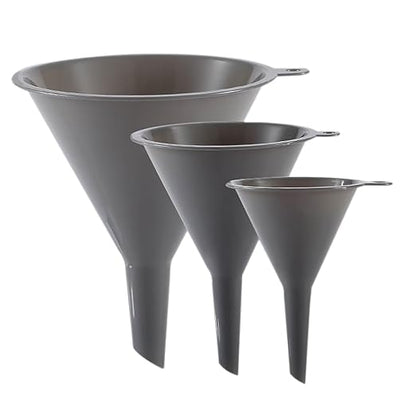 Plastic Kitchen Funnel Set of 3, Round Kitchen Funnels for Filling Bottles, Durable and Multifunctional Funnels for Filling Canning, Cooking, Lab or Car Oil (Gray) by DolphinSmile