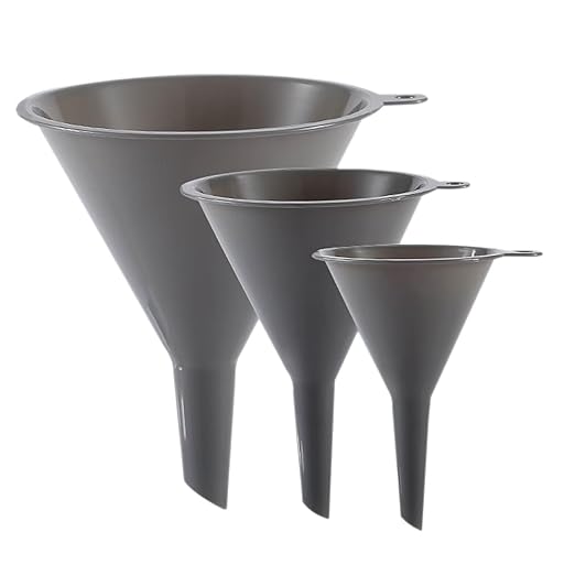 Plastic Kitchen Funnel Set of 3, Round Kitchen Funnels for Filling Bottles, Durable and Multifunctional Funnels for Filling Canning, Cooking, Lab or Car Oil (Gray) by DolphinSmile