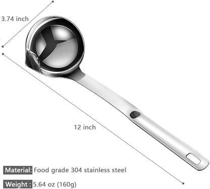 Stainless Steel Oil Separator Soup Ladle Gravy Food Fat Separator Skimmer Spoon Grease Strainer Separater Hot Pot Oil Filter Spoon For Home Kitchen And Cooking,Soup Colander 12 Inch - Image 7