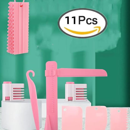 11 Pcs Cake Scraper Set Cake Edge Scraper Cutters with Adjustable Butter Smoothing Cream Scraper Tool Cake Decorating Comb Icing Smoother for Cake Cream Baking Decorating