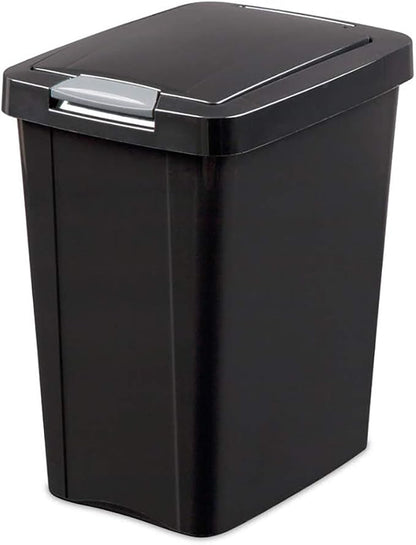 Sterilite 7.5 Gallon TouchTop Wastebasket with Lid That Opens with Touch, Conceals Trash in the Kitchen, Bathroom, Mudroom or Office, Black, 1-Pack by Sterilite