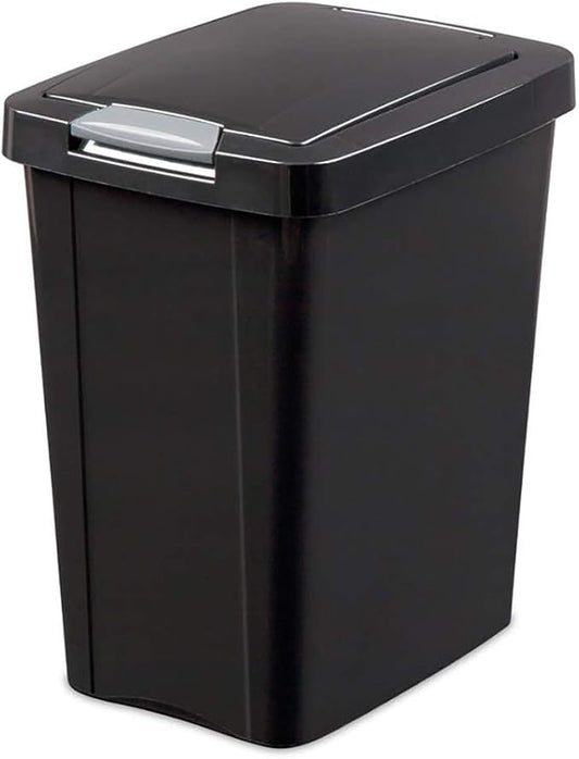 Sterilite 7.5 Gallon TouchTop Wastebasket with Lid That Opens with Touch, Conceals Trash in the Kitchen, Bathroom, Mudroom or Office, Black, 1-Pack by Sterilite