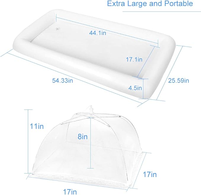 1PCS Inflatable Serving Bars and 3PCS Mesh Food Umbrella Covers Tent for Outdoor,Keep Salads Beverages Ice Cold - For Parties Indoor & Outdoor BBQ, Picnic Pool Party Supplies Luau Cooler - Image 2