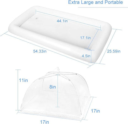 1PCS Inflatable Serving Bars and 3PCS Mesh Food Umbrella Covers Tent for Outdoor,Keep Salads Beverages Ice Cold - For Parties Indoor & Outdoor BBQ, Picnic Pool Party Supplies Luau Cooler - Image 2