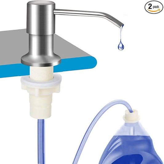 OHiHi Dish Soap Dispenser for Kitchen Sink (Brushed Nickel), Countertop Sink Soap Dispenser Water Pump with 47” No-Spill Extension Tube Kit Design for Kitchen Bathroom, No More Refills （Sliver） by OHiHi