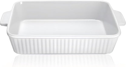 Casserole Dish, 9x13 Baking Pan, 4.4QT Large Casserole Dishes for Oven, Ceramic 9x13 Baking Dish with Handles, Oven Safe and Durable Baking Dishes for Lasagna, Baking Cake, Kitchen(Soft White)