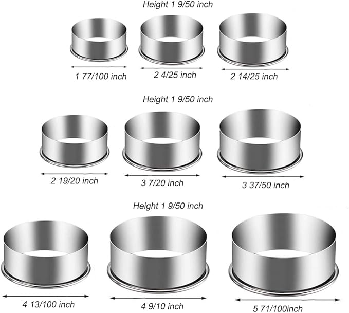 9 Pieces Stainless Steel Cookie Cutter Set Biscuit Plain Edge Round Cutters Metal Ring Baking Molds - Image 7