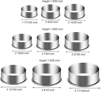 9 Pieces Stainless Steel Cookie Cutter Set Biscuit Plain Edge Round Cutters Metal Ring Baking Molds - Image 7