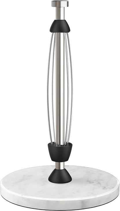 Marble Paper Towel Holder Countertop, Stainless Steel, One-Handed Tear, Freestanding Paper Towel Stand Rack with Ratchet Mechanism for Kitchen Toilet Bathroom Essentials Decor Accessories, Silver by Awarmhome