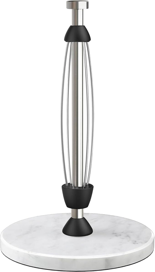 Marble Paper Towel Holder Countertop, Stainless Steel, One-Handed Tear, Freestanding Paper Towel Stand Rack with Ratchet Mechanism for Kitchen Toilet Bathroom Essentials Decor Accessories, Silver by Awarmhome