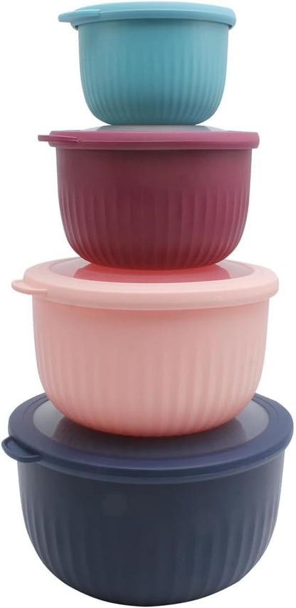 COOK WITH COLOR Prep Bowls with Lids- Wide and Deep Nesting Plastic Small Mixing Bowl Set with Lids, 8 Piece Set - Deep Bowls, Navy by CookwithColor