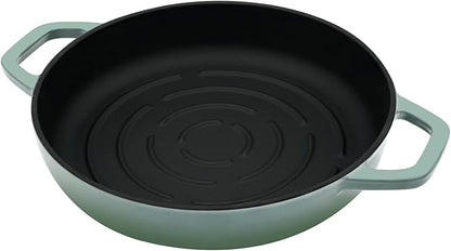Flavehc Bread Oven Cast Iron Bread Dutch Oven with Cloche Lid for Bread Baking Green Enameled Cast Iron Bread Oven with Dome Lid for Sourdough, 9.8 Inches - Image 4