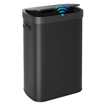 WLIVE 13 Gallon Trash Can, 50 Liter Large Capacity Motion Sensor Automatic Trash Cans Touchless with LED Indicator, Brushed Stainless Steel Finish Garbage Cans for Kitchen, Office, School, Black