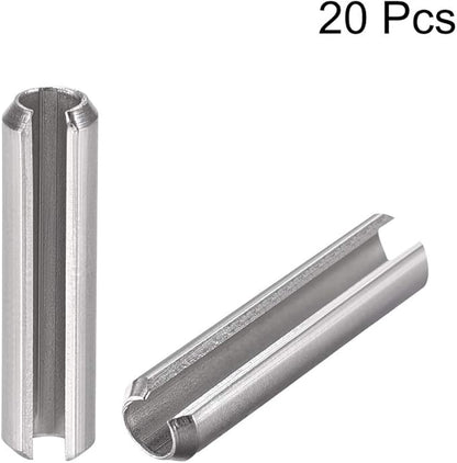 uxcell Slotted Spring Pin - M4 x 16mm 304 Stainless Steel Split Spring Roll Dowel Pins Plain Finish 20Pcs