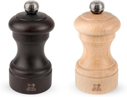 Peugeot Bistro 4 Inch Chocolate Pepper Mill and 4 Inch Natural Salt Mill Set,Chocolate and Natural,2/22594
