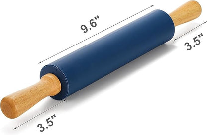 Yopay 4 Pack Silicone Rolling Pin for Baking, Non Stick Large 17 Inch Roller with Wood Handle for Tortillas Dough, Pizza, Pie, Pastries, Pasta, Cookies, Good Grips, Easy to Wash - Image 2