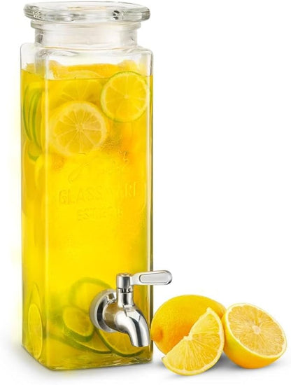 Kook Drink Dispenser, 80 oz, Water Dispenser Countertop, Glass Drink Dispenser, Beverage dispenser, with Leak-Proof Spigot, Clear Rectangular Jar, Storage for Party, Fridge, for Water, Iced Tea - Image 3