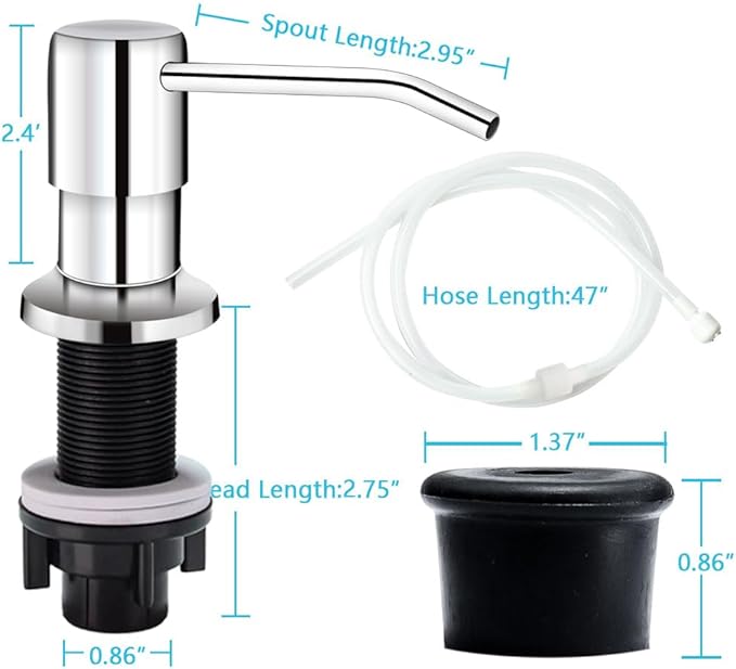 Soap Dispenser for Kitchen Sink, in Sink Soap Dispenser Pump, 47" Silicone Extension Tube Connect to The Soap Bottle Directly, Say Goodbye to Frequent Refills (Chrome) - Image 7