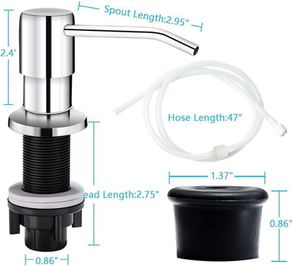Soap Dispenser for Kitchen Sink, in Sink Soap Dispenser Pump, 47" Silicone Extension Tube Connect to The Soap Bottle Directly, Say Goodbye to Frequent Refills (Chrome) - Image 7