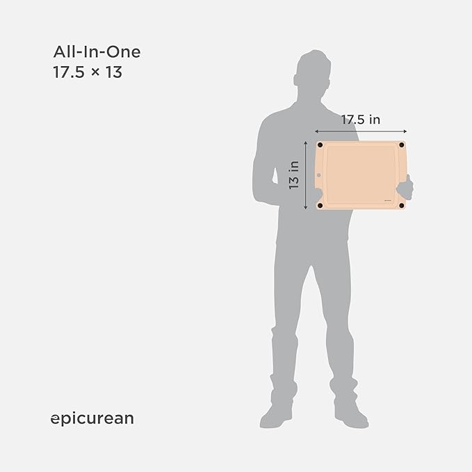 Epicurean All-In-One Cutting Board with Non-Slip Feet and Juice Groove, 17.5" × 13", Natural/Black - Image 3