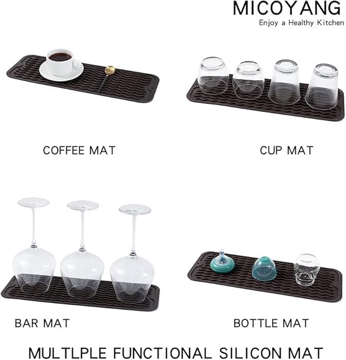 MicoYang Silicone Dish Drying Mat for Multiple Usage,Easy clean,Eco-friendly,Heat-resistant Silicone Mat for Kitchen Counter,Sink,Bar,Bottle,or Cup Coffee M 17 inches x 6 inches - Image 4