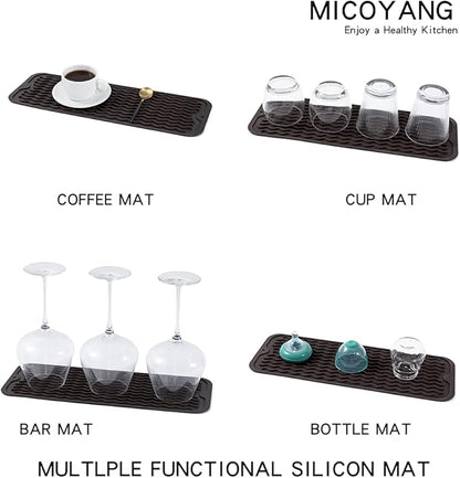MicoYang Silicone Dish Drying Mat for Multiple Usage,Easy clean,Eco-friendly,Heat-resistant Silicone Mat for Kitchen Counter,Sink,Bar,Bottle,or Cup Coffee M 17 inches x 6 inches - Image 4