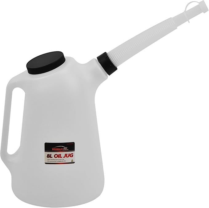 Oil Dispenser, 8 Quart, Translucent, Bottle with Spout Cap, Automotive Oil Container