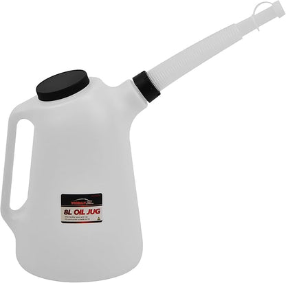 Oil Dispenser, 8 Quart, Translucent, Bottle with Spout Cap, Automotive Oil Container