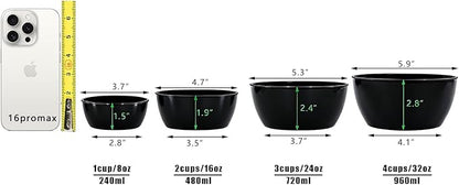 4-Piece Classic Plastic Prep Bowls with Lids, Nesting Plastic Small Mixing Bowl Set for Mixing, Baking, Prepping, Cooking and Serving Food, Microwave and Dishwasher Safe (Black) - Image 2