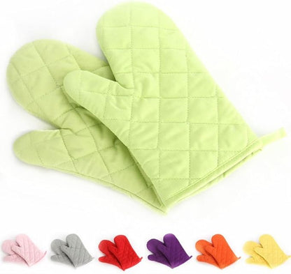 Oven Mitts, Premium Heat Resistant Kitchen Gloves Cotton & Polyester Quilted Oversized Mittens, 1 Pair Green