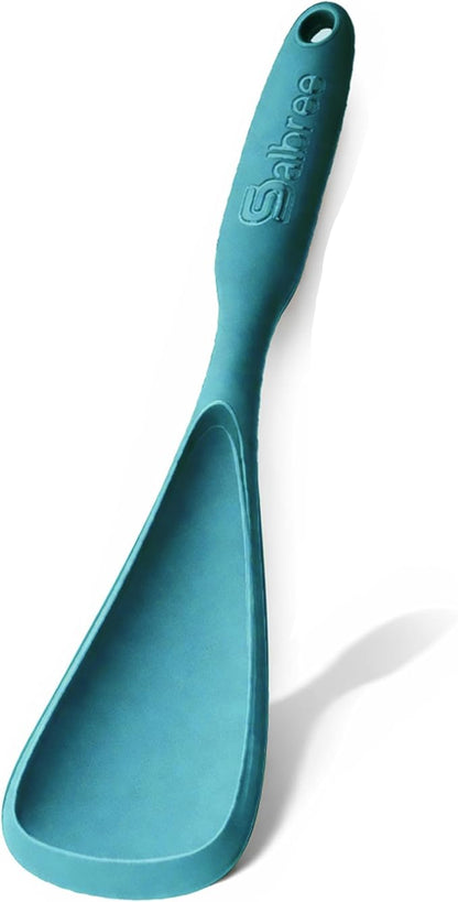 Silicone Spoon Spatula for Cooking - Multifunction Scoop Spatula Spoonula - Heat Resistant Cooking Spoon for Nonstick Cookware - Large Silicone Kitchen Spoon - Seamless Design (Teal,1pc) by salbree