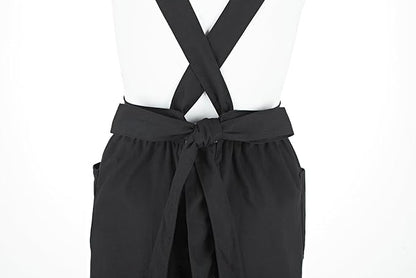 Hyzrz Retro Adjustable Ruffle Aprons with Pockets for Women Girls Vintage Cross Back Pinafore Dress Maid Costume Apron