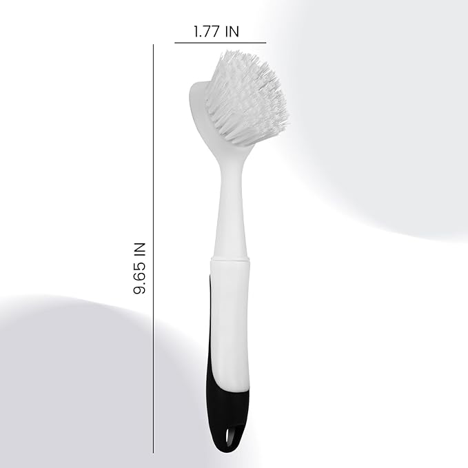 Dish Brush with Handle, Dish Scrub Brush with Built-in Scraper, Nylon Dish Scrubber, Kitchen Brushes for Dishes,Pots, Pans and Sinks 2 Pack - Image 2