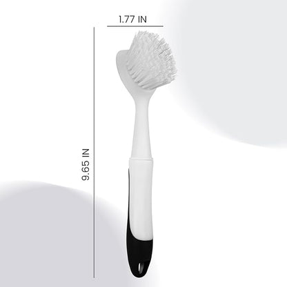 Dish Brush with Handle, Dish Scrub Brush with Built-in Scraper, Nylon Dish Scrubber, Kitchen Brushes for Dishes,Pots, Pans and Sinks 2 Pack - Image 2